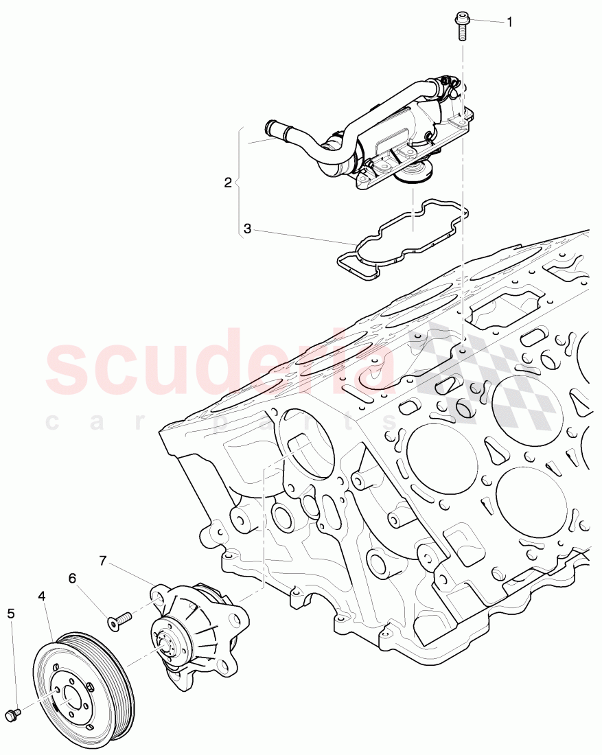 water pump with adhesive, gasket, coolant thermostat housing, with thermostat of Bentley Bentley Continental Supersports (2009-2011)