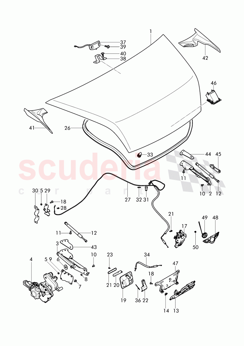 rear trunk lid, D - MJ 2016>> of Bentley Bentley Continental GTC (2011+)