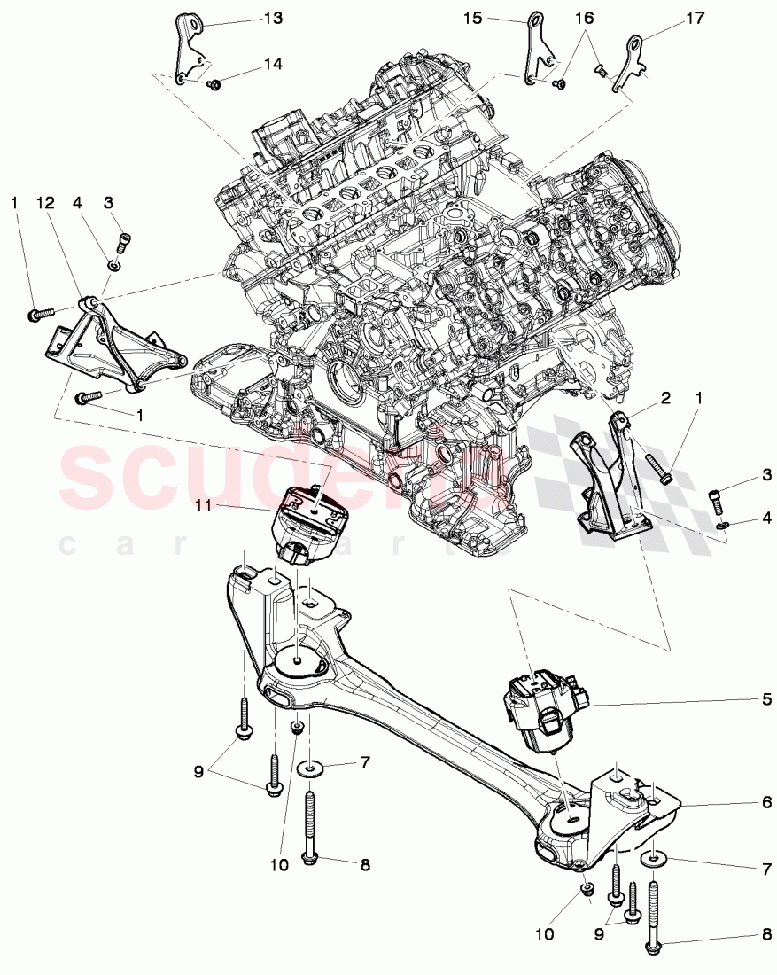 Engine mounting, mount for elevating mechan. of Bentley Bentley Continental GTC (2011+)