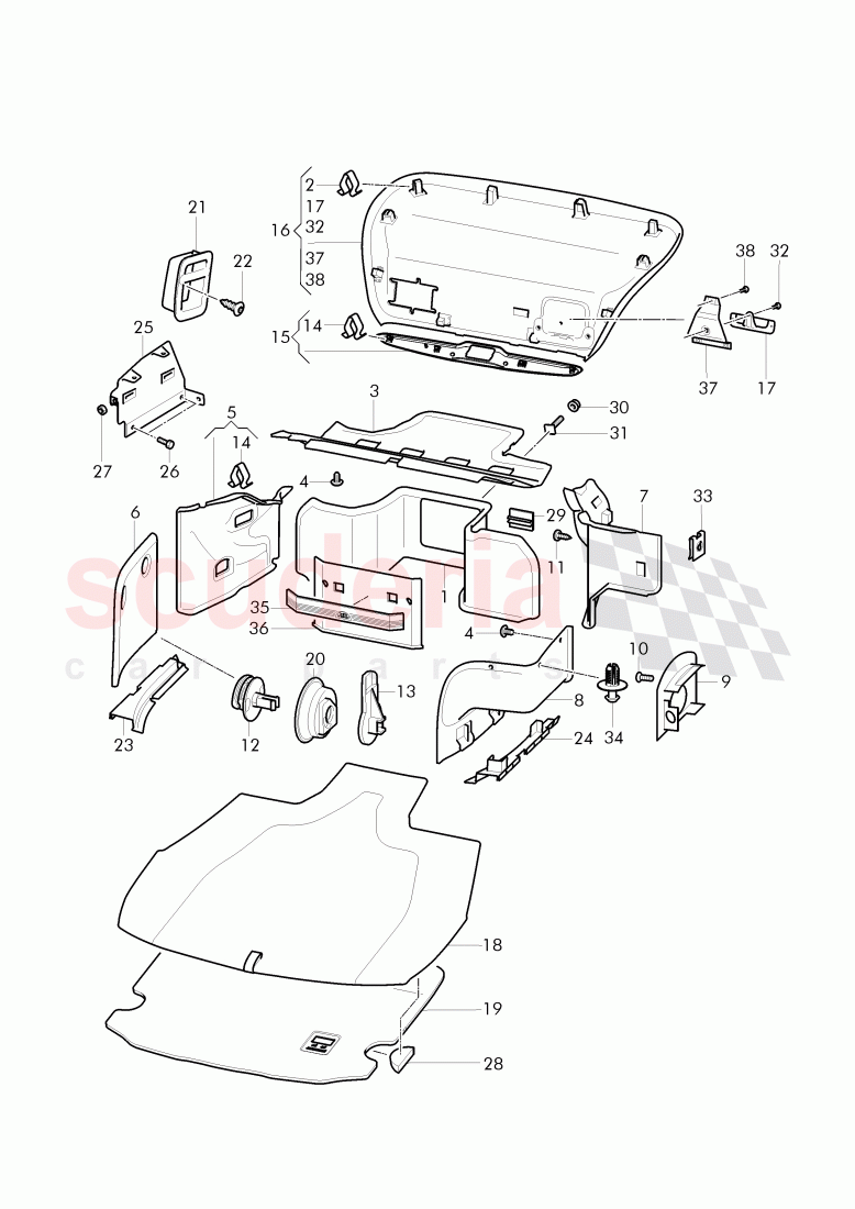 trunk linings, D - MJ 2015>> of Bentley Bentley Continental GTC (2011+)