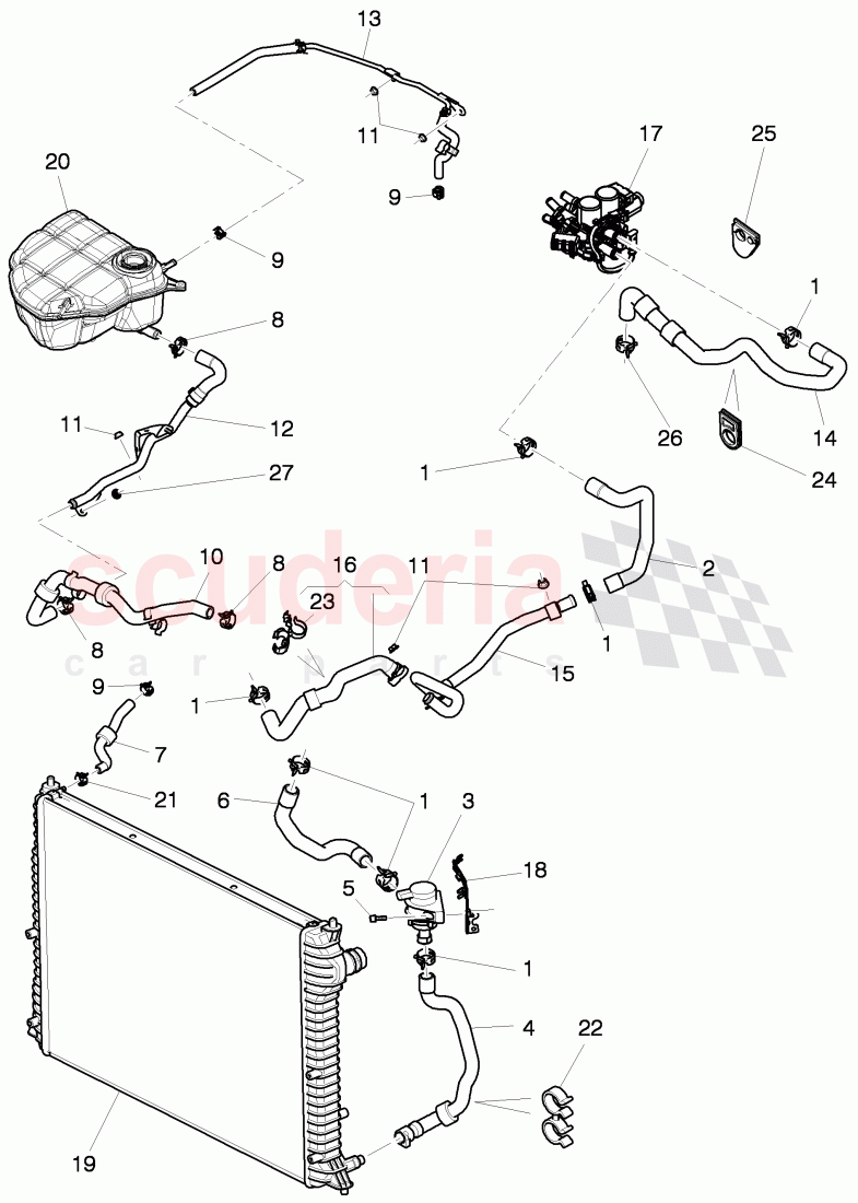 Coolant hoses and pipes, Engine bay, D >> - MJ 2014 of Bentley Bentley Continental GTC (2011+)