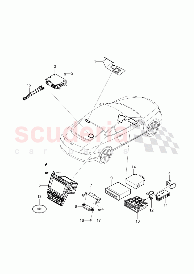 Central Display, Navigation and TV, F 3W-D-082 509>>, F ZA-D-082 509>>, D >> - MJ 2013 of Bentley Bentley Continental GT (2011-2018)