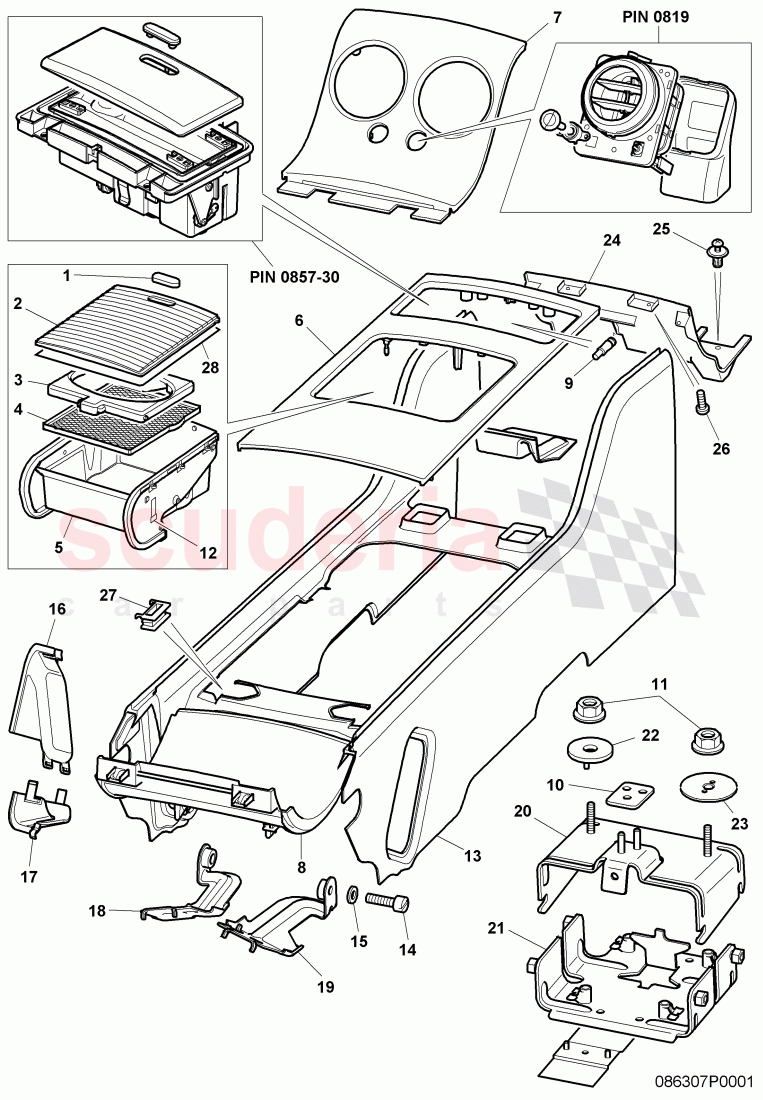 center console of Bentley Bentley Continental GT (2003-2010)