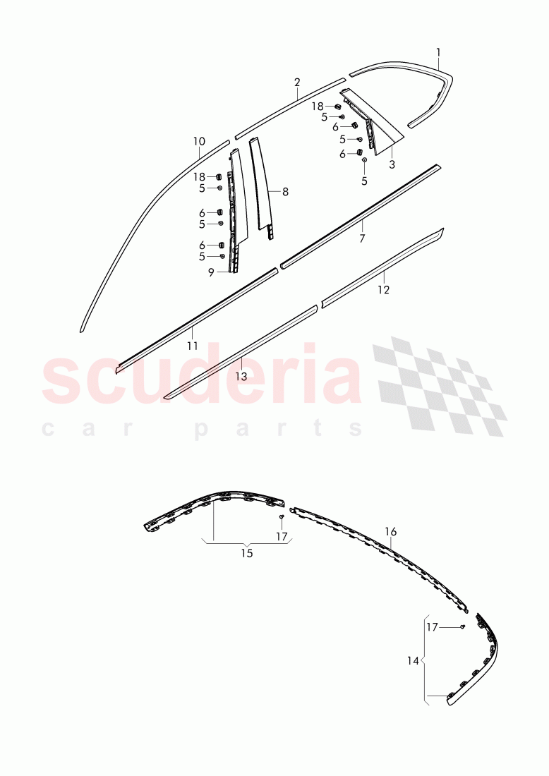 trim for door window frame, trim for bumper of Bentley Bentley Bentayga (2015+)