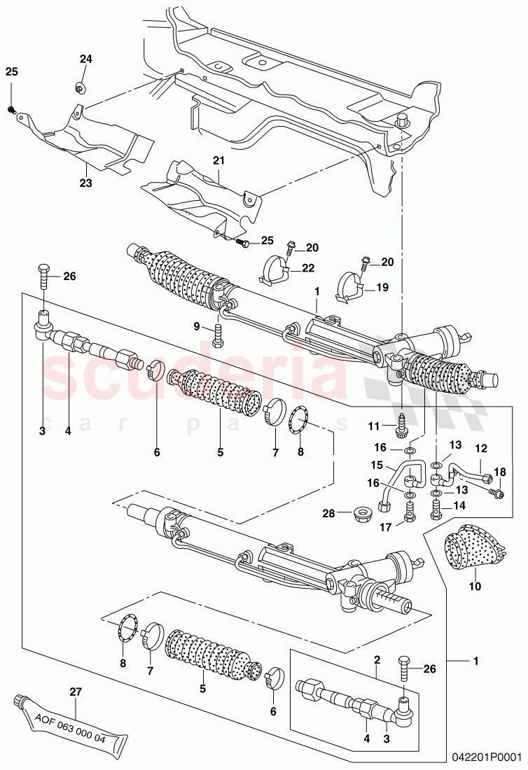 steering gear, F 3W-8-050 094>>, F ZA-A-062 566>> of Bentley Bentley Continental GT (2003-2010)