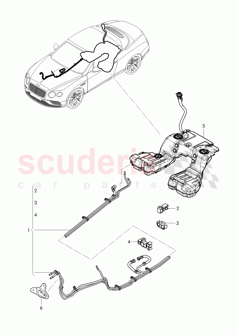 1 set of fuel lines, clip of Bentley Bentley Continental Supersports Convertible (2017+)