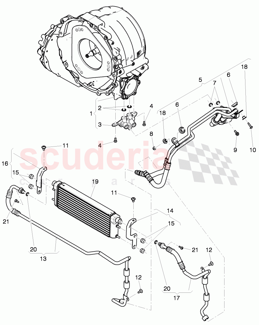 oil pressure line for gear oil cooling, Gear oil cooler of Bentley Bentley Continental GTC (2011+)