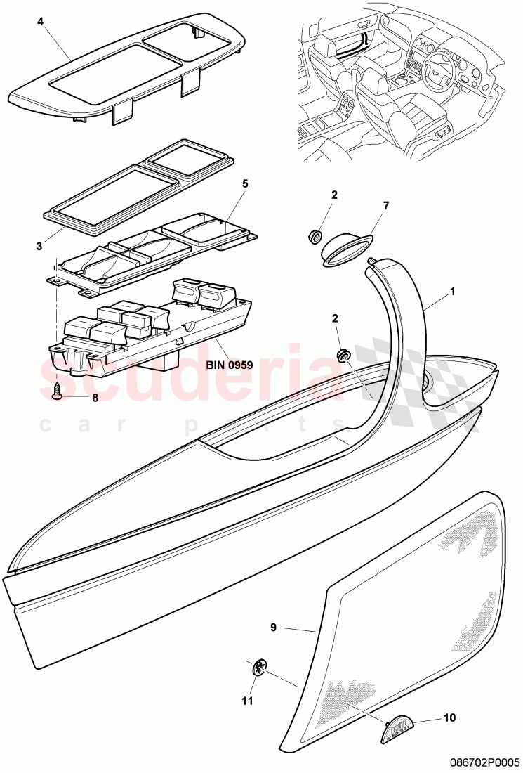 armrest for door trim panel, D - MJ 2009>> of Bentley Bentley Continental Flying Spur (2006-2012)