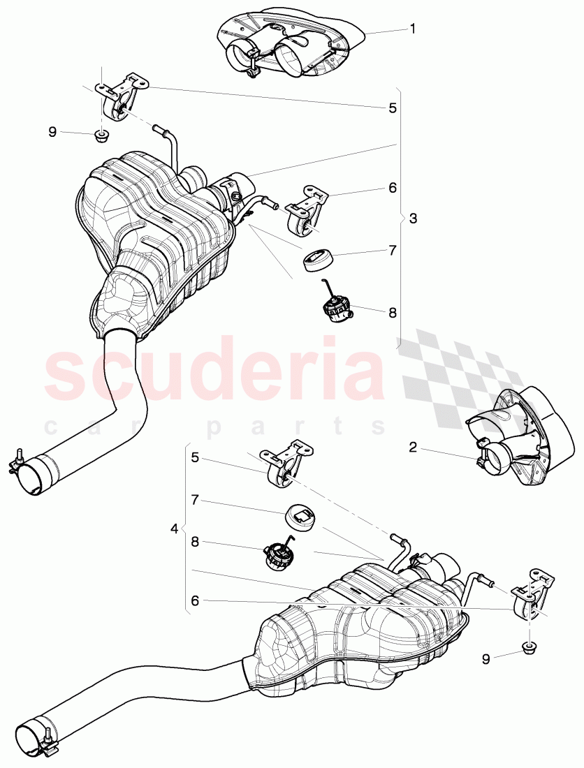 exhaust silencer, rear, Exhaust pipe tips, D >> - MJ 2015 of Bentley Bentley Continental GT (2011-2018)