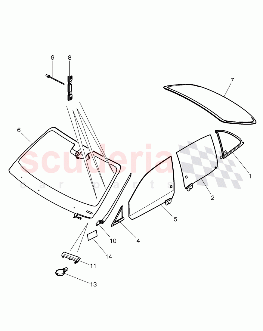 windshield glass, rear and side window, D >> - MJ 2016 of Bentley Bentley Mulsanne (2010+)