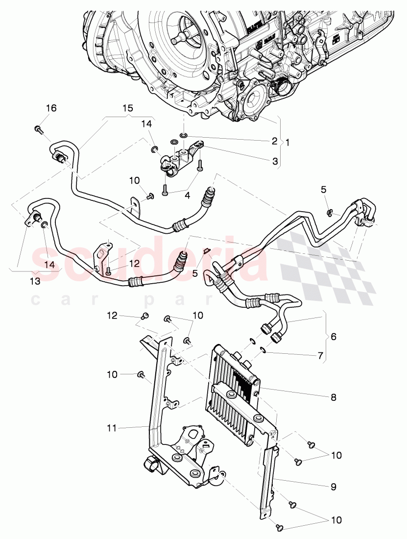 Gear oil cooler, oil pressure line, differential, D >> - MJ 2014 of Bentley Bentley Continental GTC (2011+)