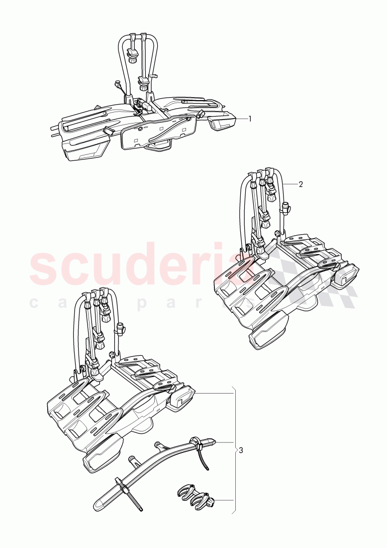 Original Accessories, bike carrier for tow hitch (ball head) of Bentley Bentley Bentayga (2015+)