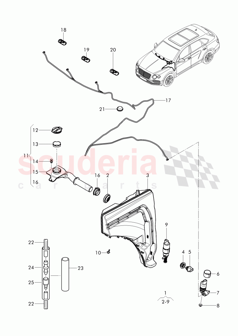 windshield washer unit of Bentley Bentley Bentayga (2015+)