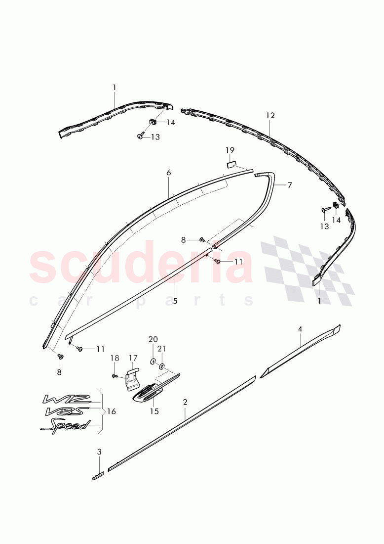 trim for door window frame, trim strip for fender and door, D - MJ 2016>> - MJ 2016 of Bentley Bentley Continental GT (2011-2018)