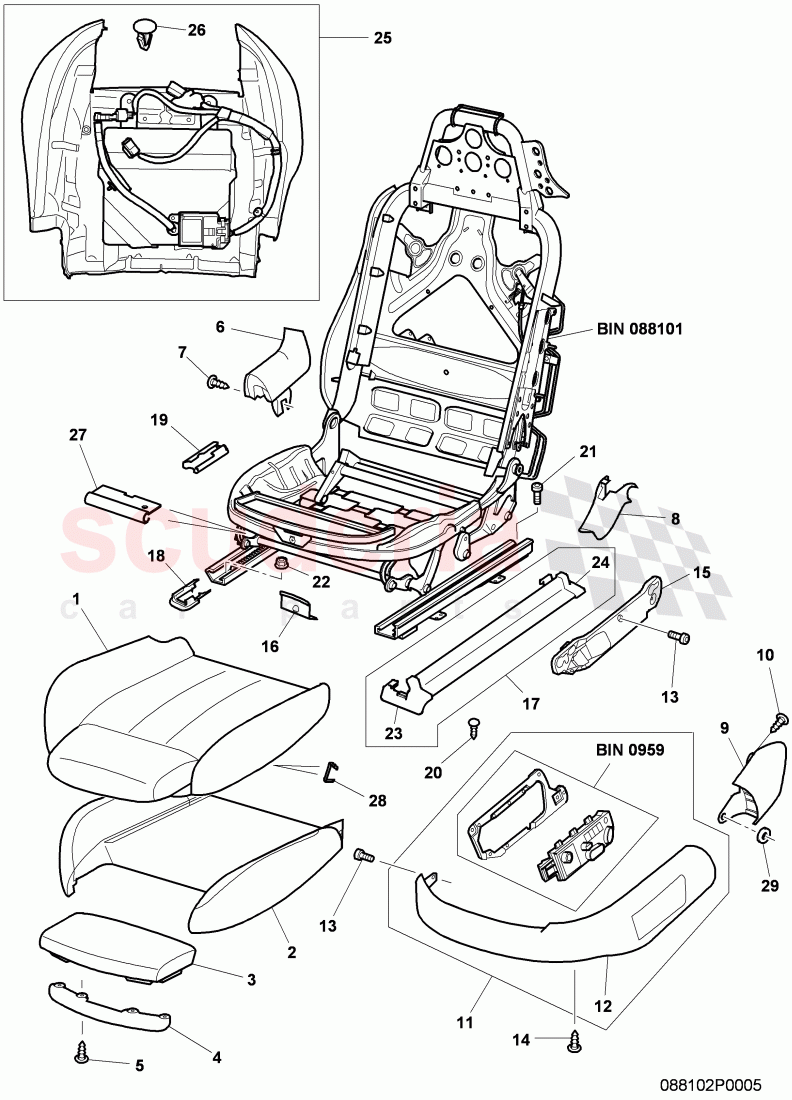 seat support of Bentley Bentley Continental GTC (2006-2010)