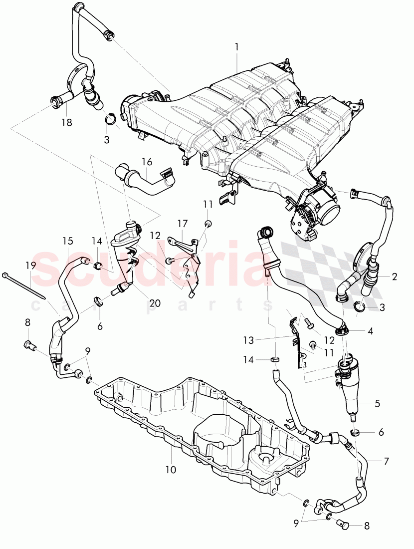 breather assy., crankcase of Bentley Bentley Continental Flying Spur (2013+)