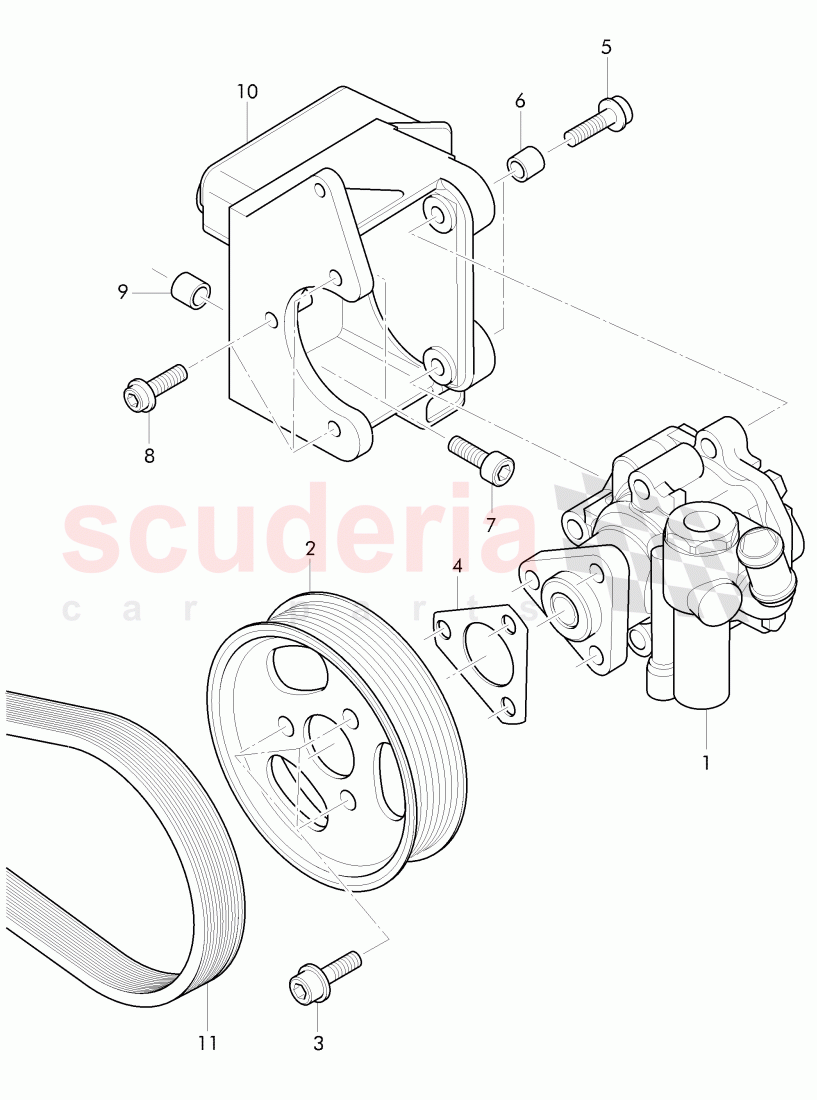 vane type pump with ribbed, belt pulley, bracket for vane pump of Bentley Bentley Continental Flying Spur (2013+)