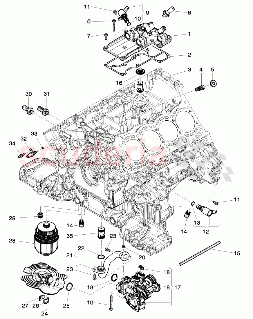 oil pump, oil strainer, control flap, oil pressure gauge sender of Bentley Bentley Continental GT (2011-2018)