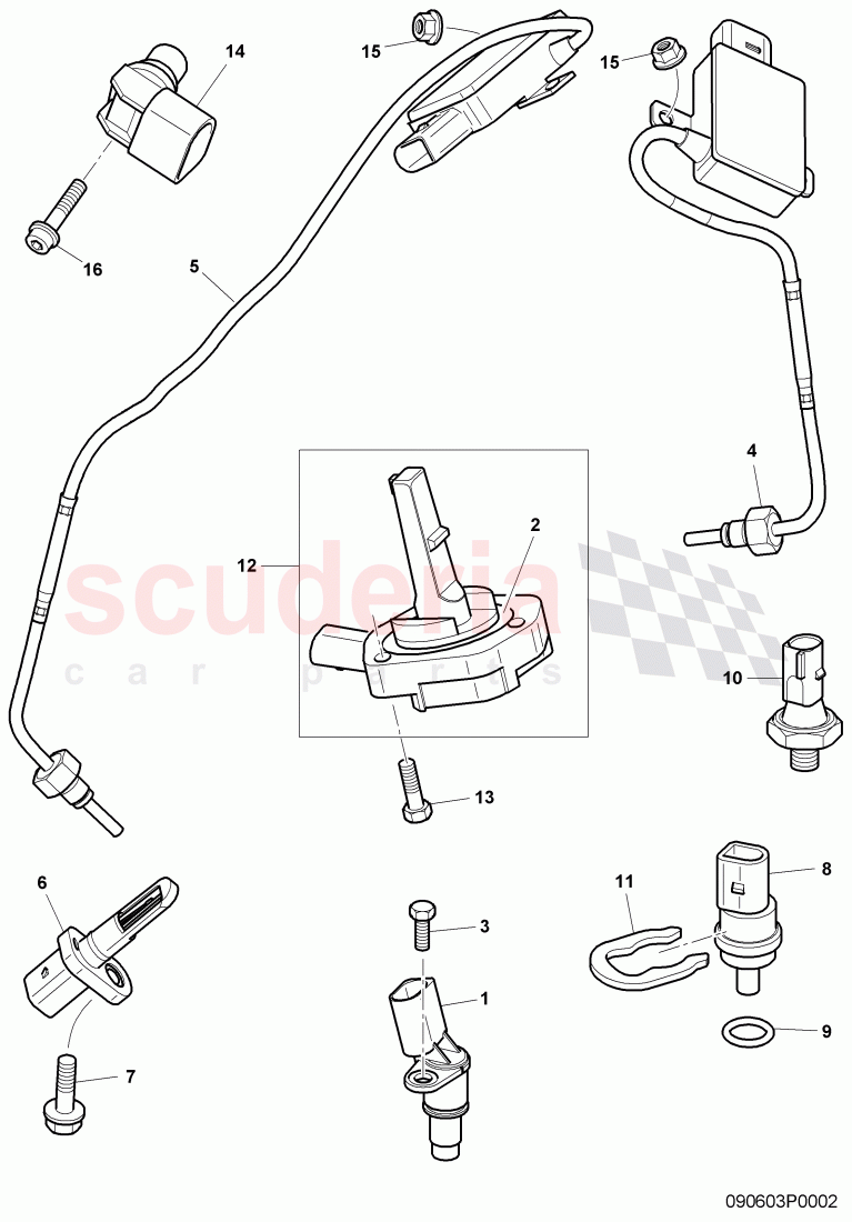 engine speed sensor (rpm), oil level sender, Coolant temperature sender, emissions temperature sensor, D >> - MJ 2006 of Bentley Bentley Continental GT (2003-2010)