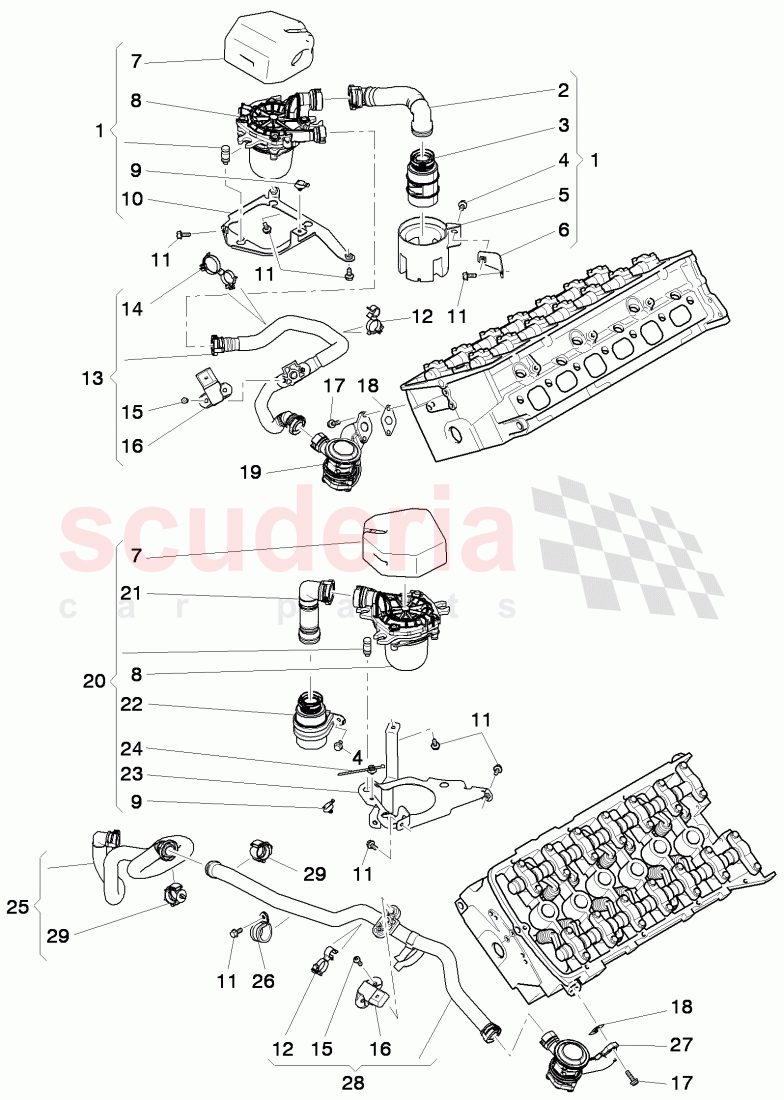 secondary air pump, secondary air control valve, pipes and hoses for purge system, D >> - MJ 2014 of Bentley Bentley Continental GT (2011-2018)