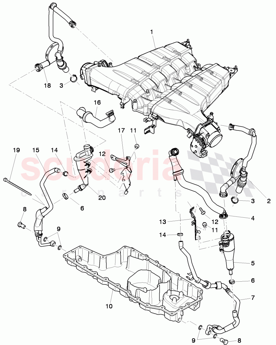 breather assy., crankcase of Bentley Bentley Continental GT (2011-2018)