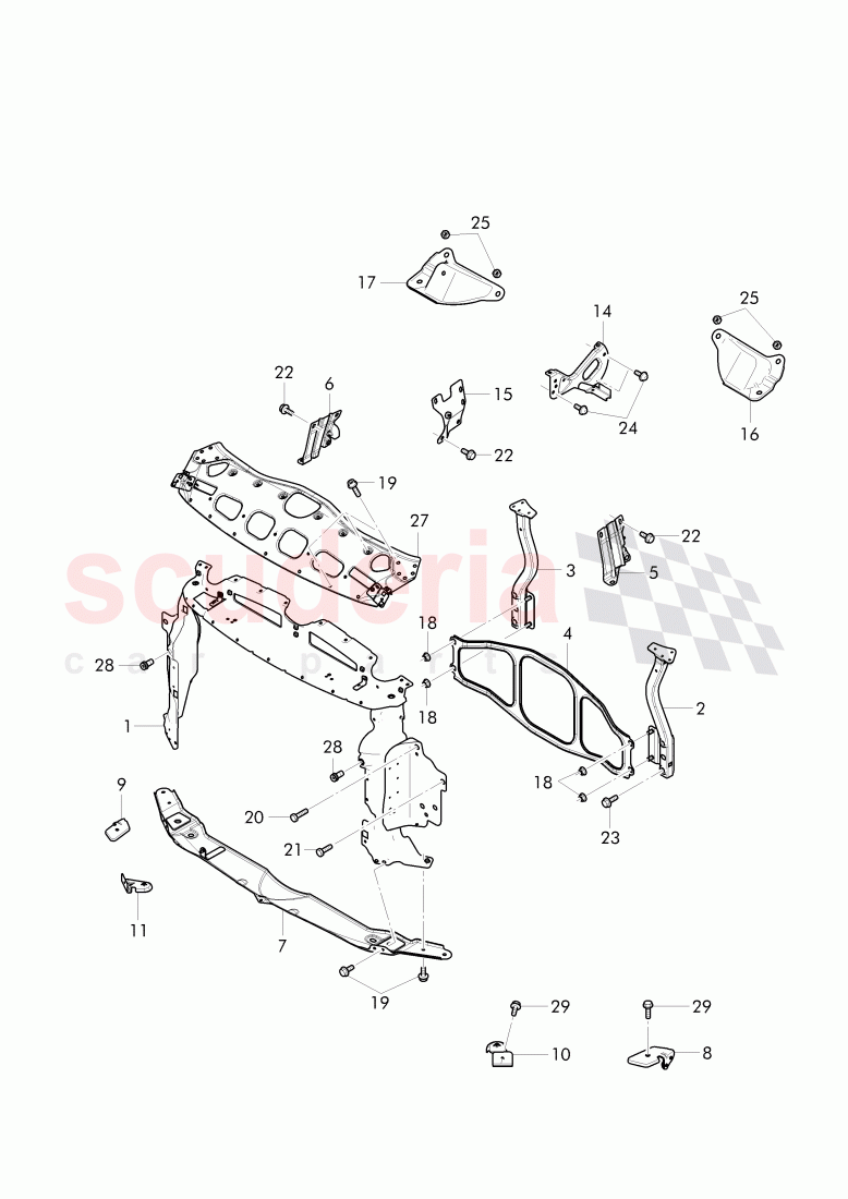 body shell, Front end, fasteners of Bentley Bentley Continental Flying Spur (2013+)