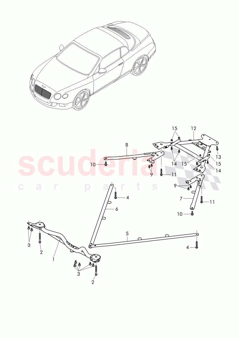 frame, Subframe and transm. mounts of Bentley Bentley Continental GTC (2011+)