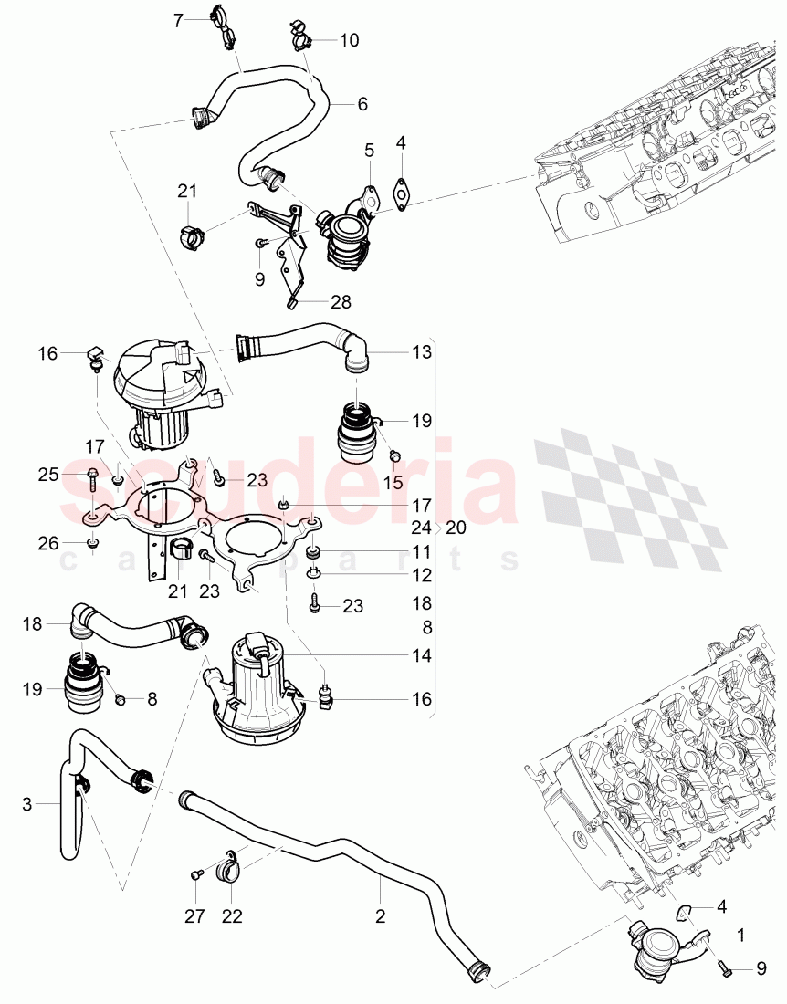 secondary air pump, secondary air control valve, pipes and hoses for purge system, D >> - MJ 2006 of Bentley Bentley Continental GT (2003-2010)