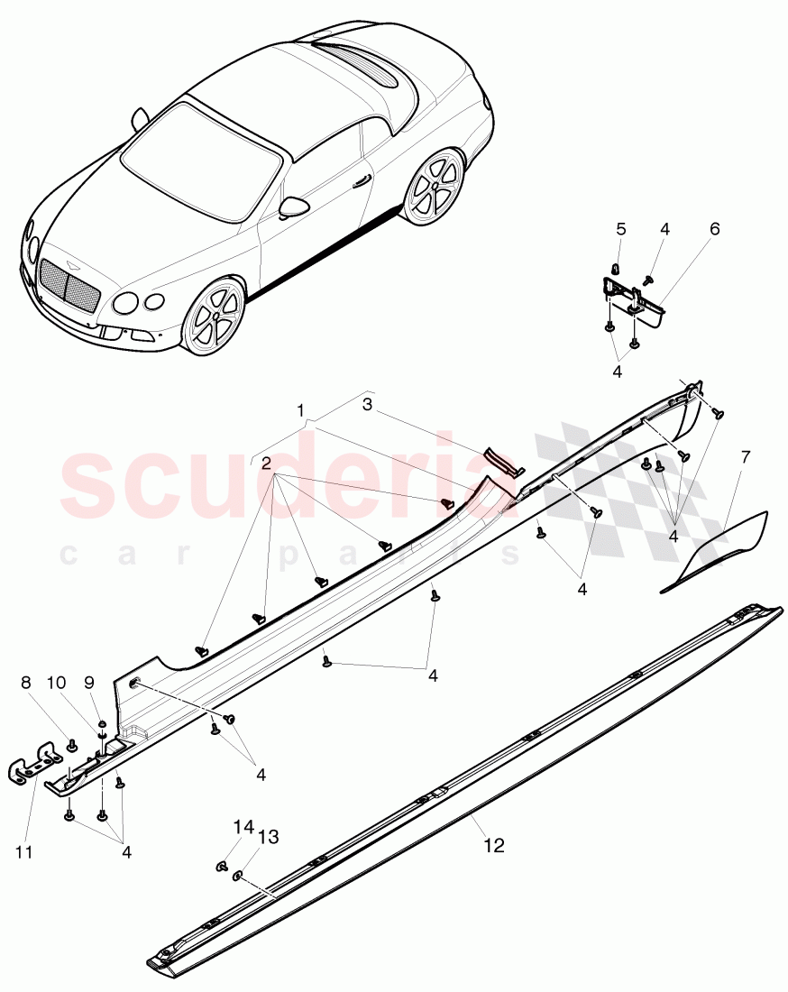 sill panel trim, D - MJ 2017>> of Bentley Bentley Continental GTC (2011+)