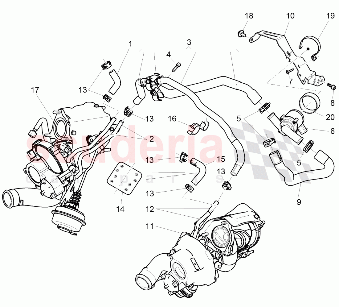 water cooling for turbocharger of Bentley Bentley Continental GTC (2011+)