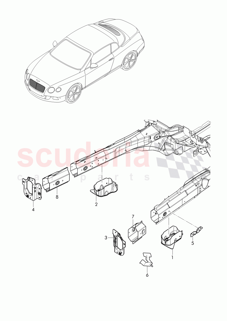 floor assembly, body front section of Bentley Bentley Continental Supersports Convertible (2017+)