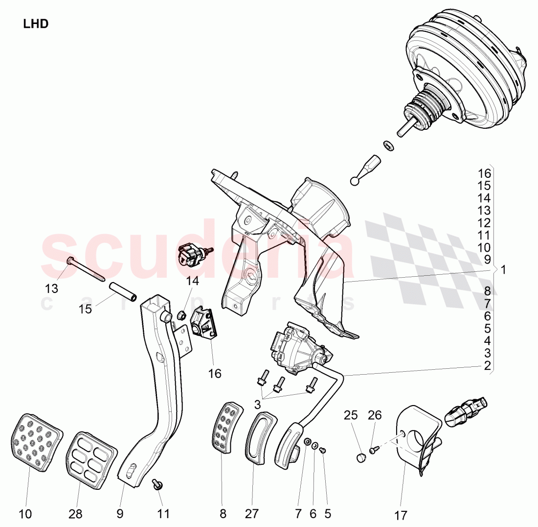 Brake and accel. mechanism, F 3W-D-082 509>>, F ZA-D-082 509>>, D >> - MJ 2013 of Bentley Bentley Continental GTC (2011+)