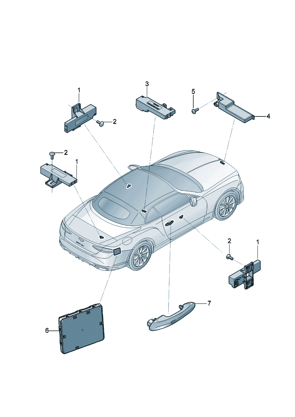 Aerial for access and
start authorisation (KESSY) of Bentley Bentley Continental GT Convertible (2025)