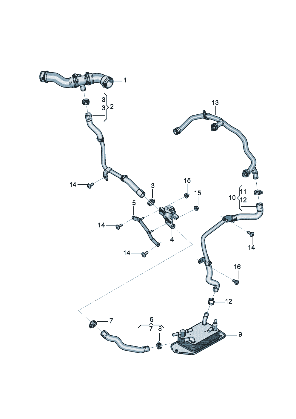 Coolant hoses and
pipes
Cooling system for gear oil of Bentley Bentley Continental GT Convertible (2025)