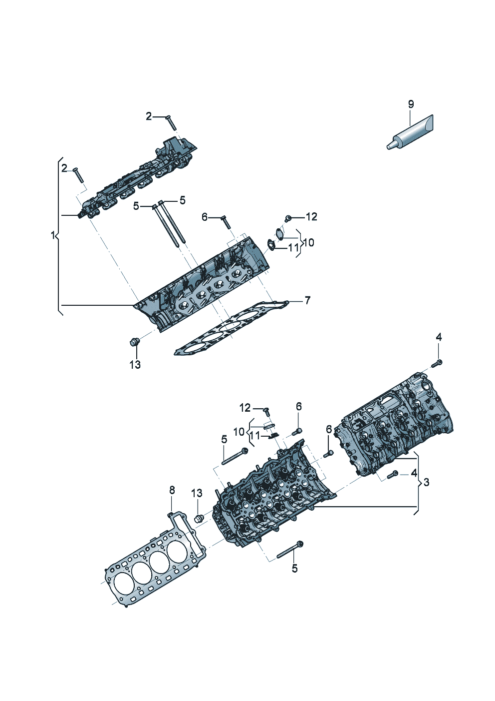 Cylinder head with valves
(without camshaft)
Cylinder head gasket of Bentley Bentley Continental GT Convertible (2025)