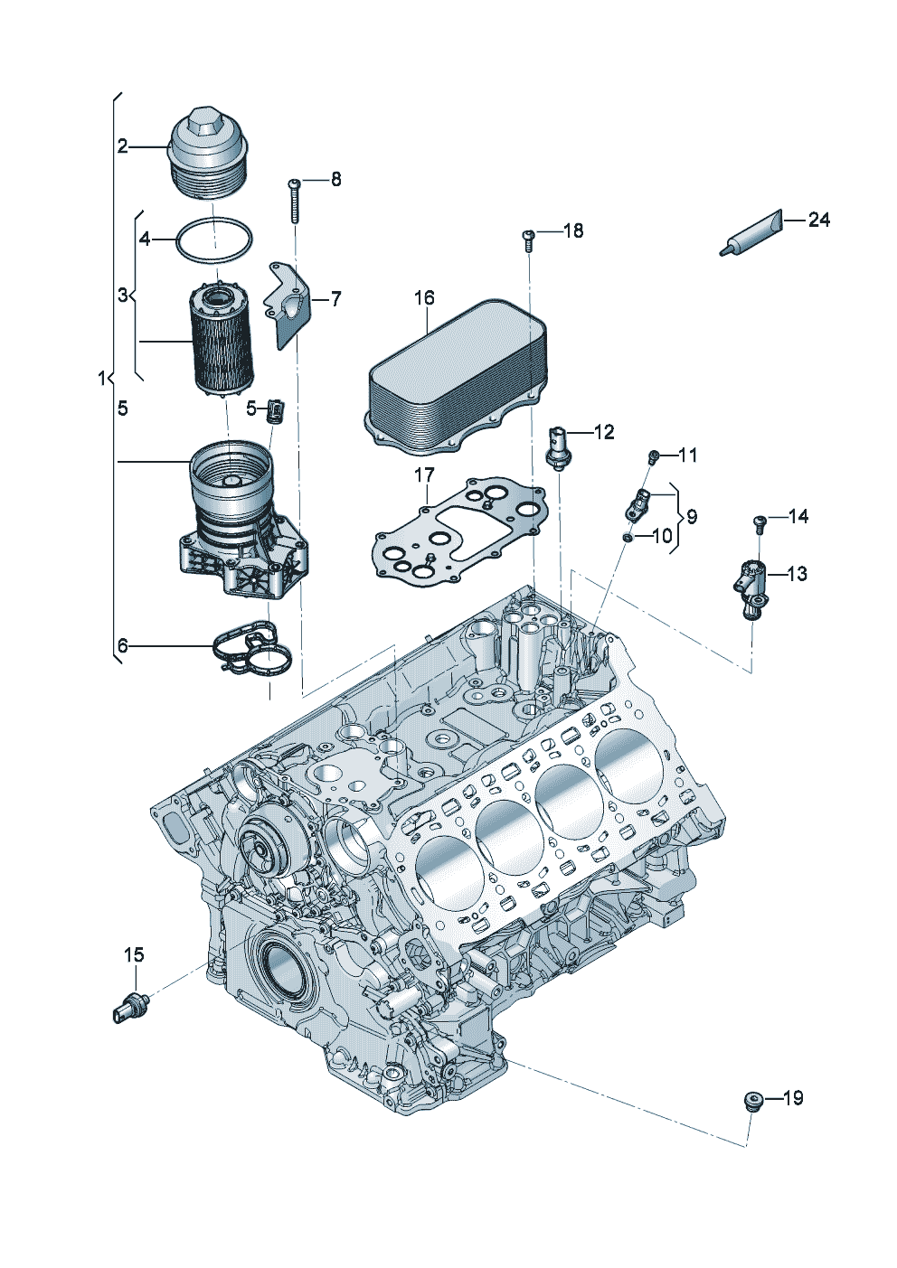 oil filter with flange
Oil cooler
Sensors of Bentley Bentley Continental GT Convertible (2025)