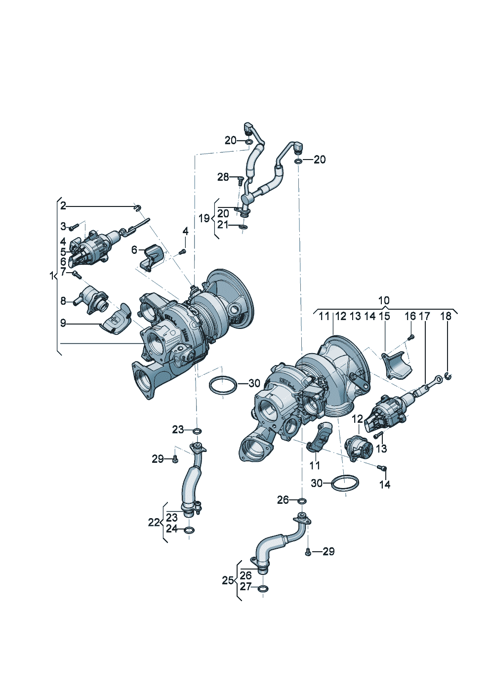 Exhaust gas turbocharger
(water-cooled)
Oil pressure line
Oil return line of Bentley Bentley Continental GT Convertible (2025)