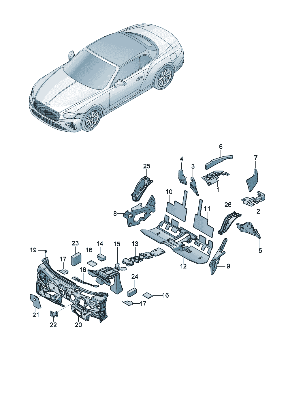 sound absorber for floor,
bulkhead and tunnel of Bentley Bentley Continental GT Convertible (2025)