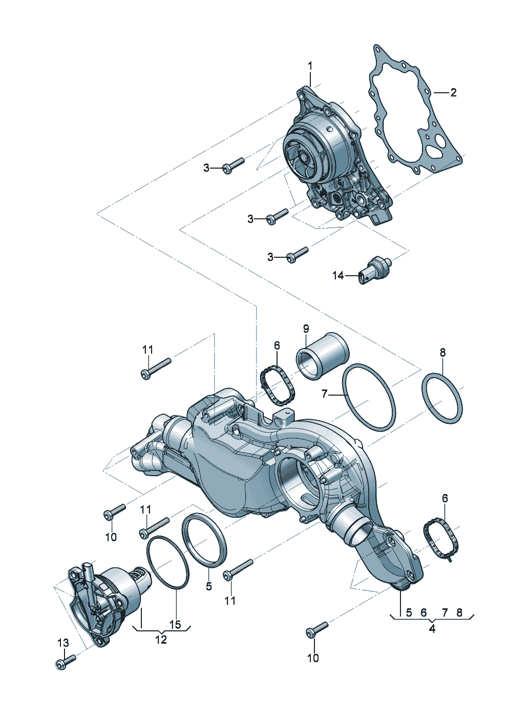 Coolant pump
Distributor for coolant
thermostat of Bentley Bentley Continental GT (2017)