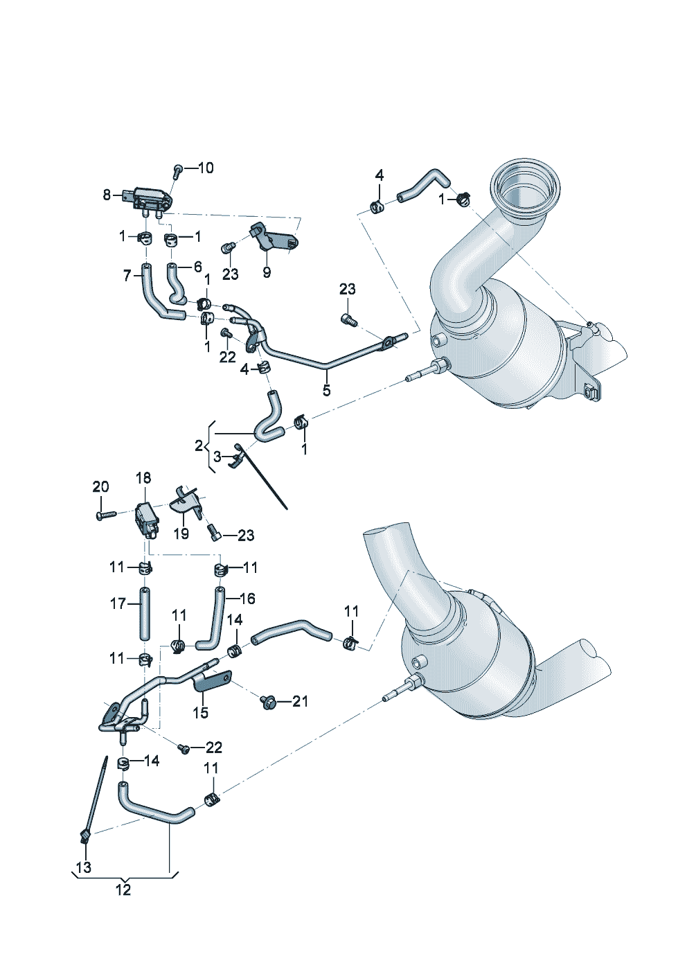 Control line with
pressure difference sender
Bracket for diff. pressure
sensor of Bentley Bentley Continental GT (2017) 