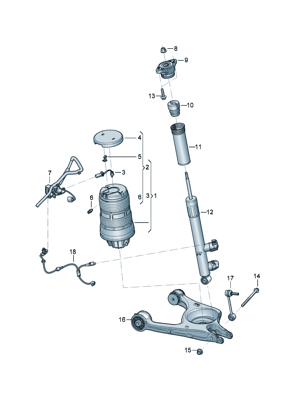 Gas shock absorber,
electronically controlled
air spring of Bentley Bentley Continental GT (2017) 