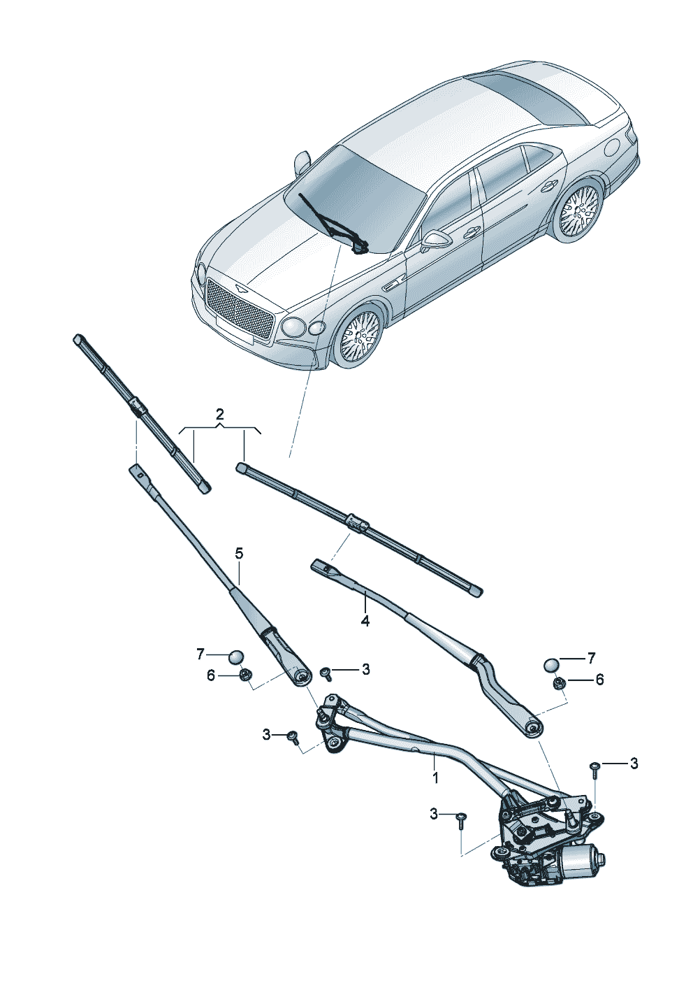 Wiper motor
Wiper arm with wiper
blade of Bentley Bentley Continental Flying Spur (2025) 