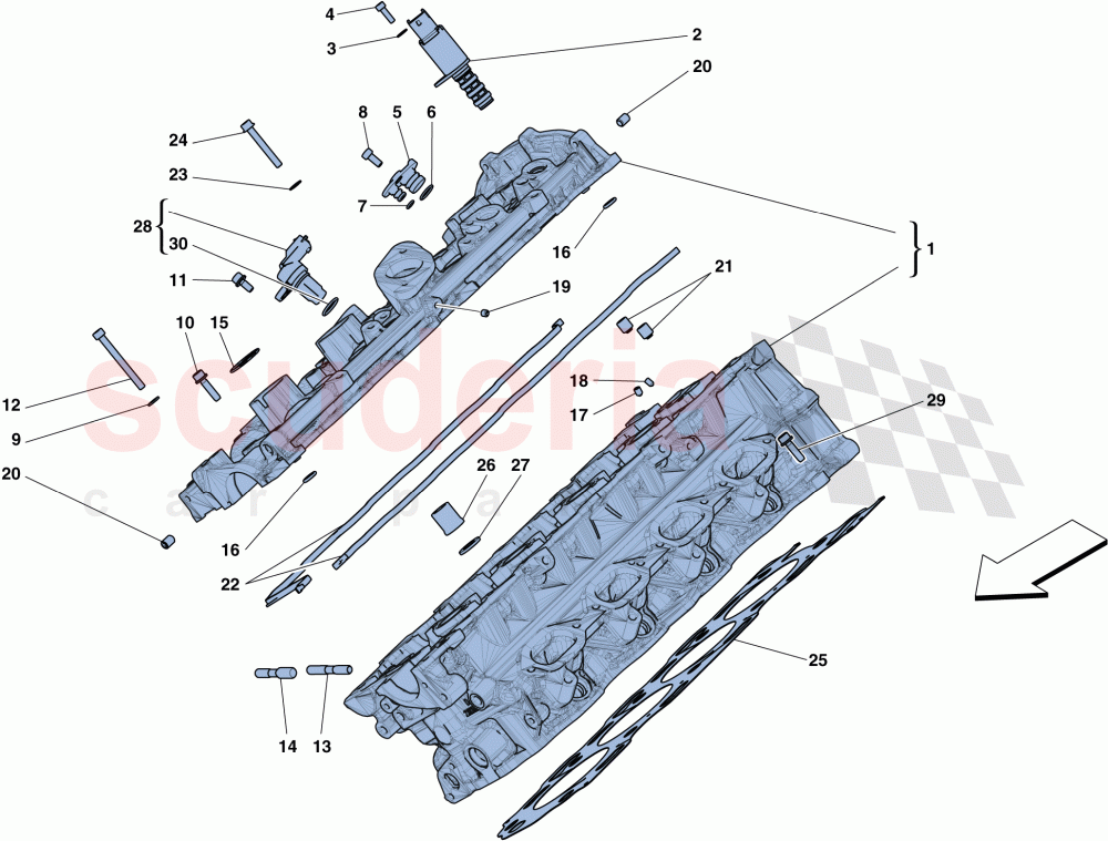 RIGHT HAND CYLINDER HEAD of Ferrari Ferrari 488 GTB