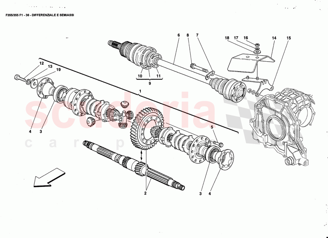 DIFFERENTIAL ANO AXLE SHAFTS of Ferrari Ferrari 355 (5.2 Motronic)