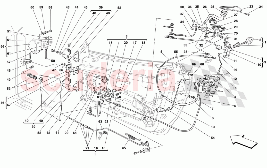 DOORS - OPENING CONTROL AND HINGES of Ferrari Ferrari 360 Spider