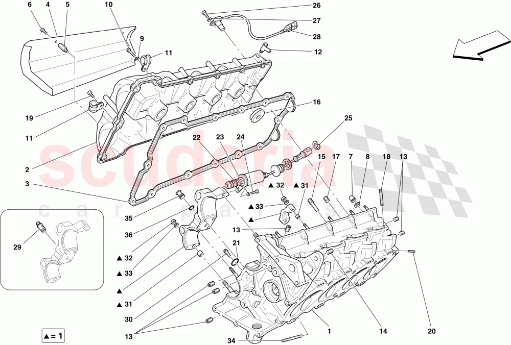 RIGHT HAND CYLINDER HEAD of Ferrari Ferrari 430 Spider