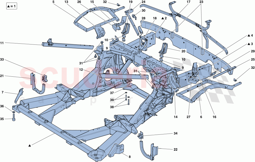 CHASSIS - STRUCTURE, REAR ELEMENTS AND PANELS of Ferrari Ferrari 488 GTB