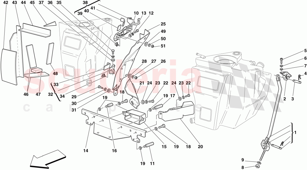 FUEL TANKS - FASTENERS AND GUARDS of Ferrari Ferrari 430 Spider