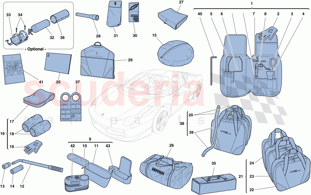 TOOLS AND ACCESSORIES PROVIDED WITH VEHICLE of Ferrari Ferrari 458 Italia