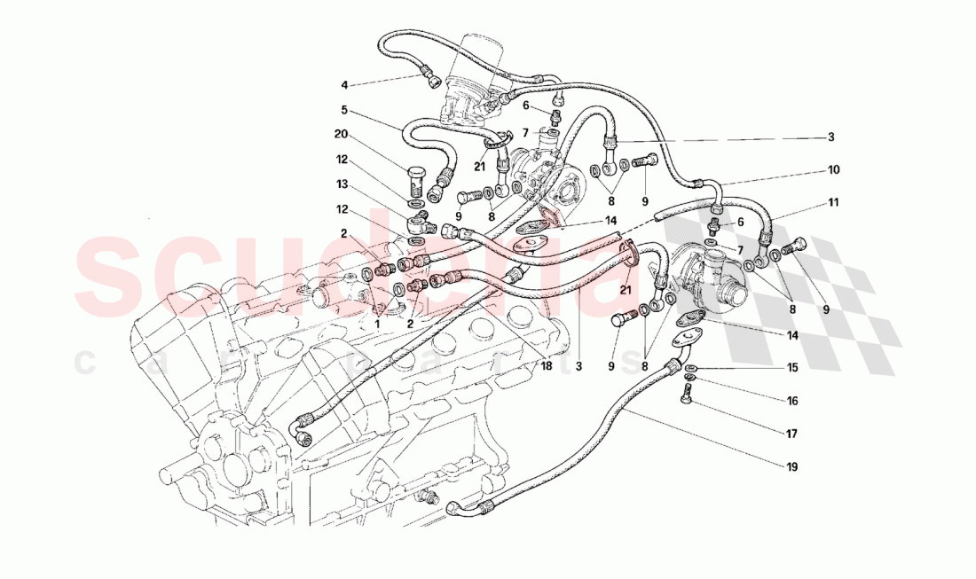 Oversupply system lubrication and cooling -Not for cars with catalyst- of Ferrari Ferrari F40